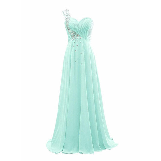 One Shoulder Beaded Long Women's Plus Size Chiffon Dresses Cheap Wholesale cheap price Colorful Bridesmaid Dresses