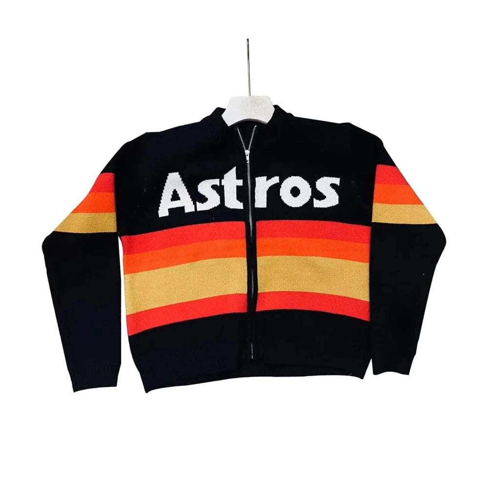 one size / 1 custom baseball Knit jacket  plus size women knit sweater women zipper sweaters