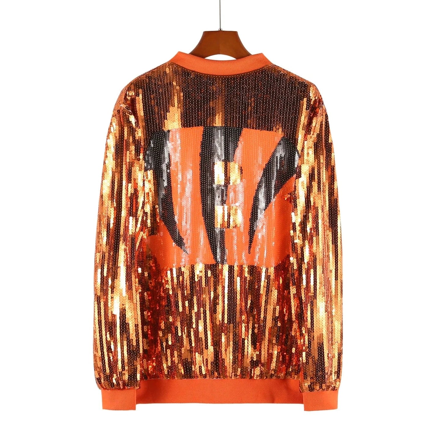 one size / 1 custom nfl bengals stand-up collar sequins girl's plus size sports baseball uniform women sequins jacket