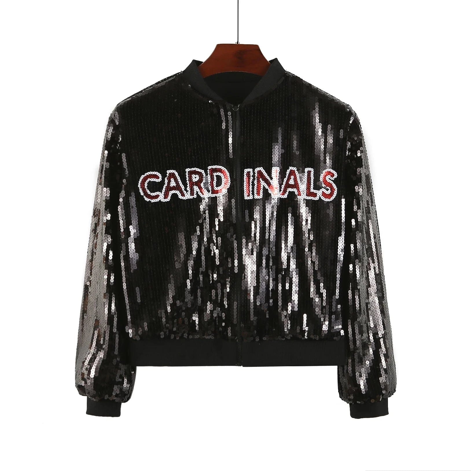 one size / 1 custom nfl cardinals stand-up collar sequins girl's plus size sports baseball uniform women sequins jacket