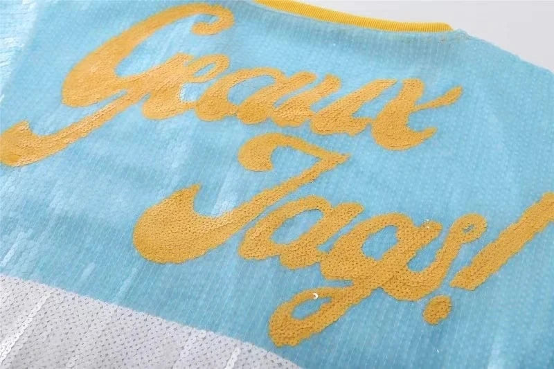 one size / 1 hot sale design southern jaguars Style  Party Dresses Sequin fashion casual dress Women sequins long t shirt dress