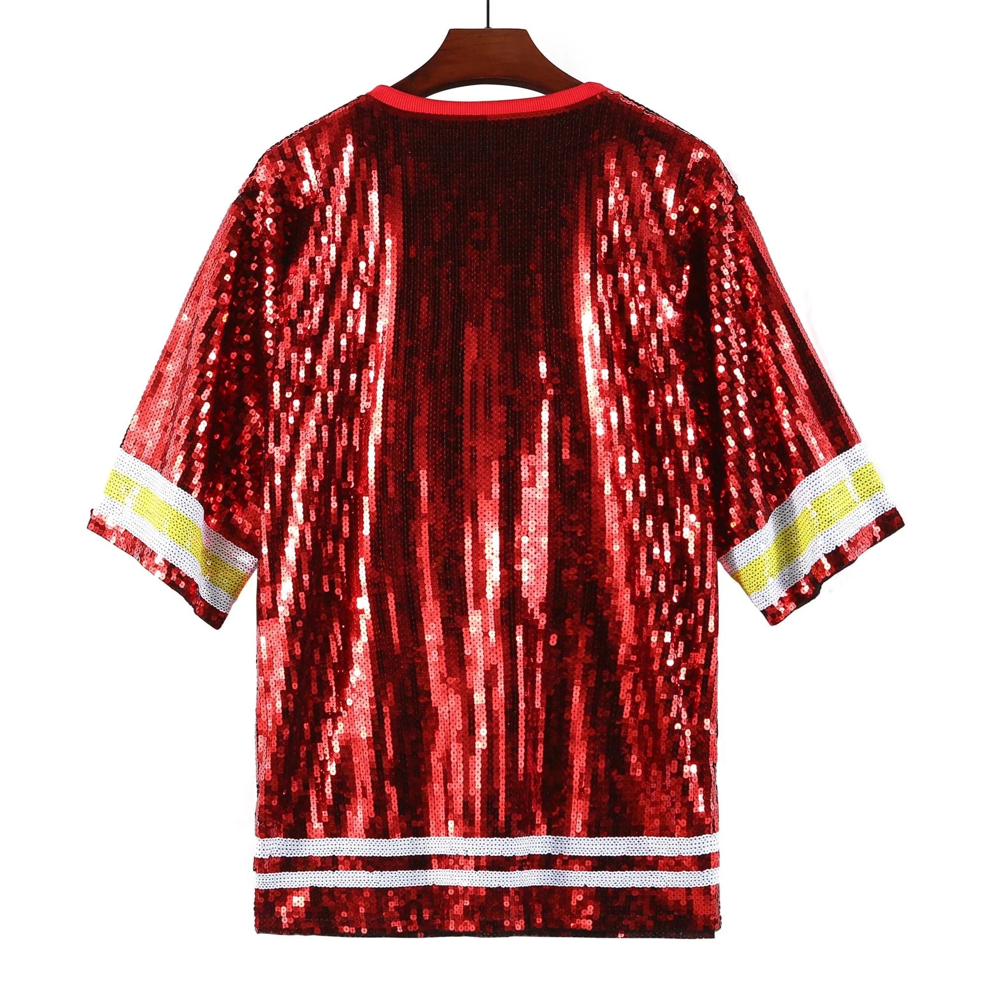 one size / 1 hot sale nfl Style Blue Party Dresses Sequin chiefs KC fashion casual dress Women sequins long t shirt dress