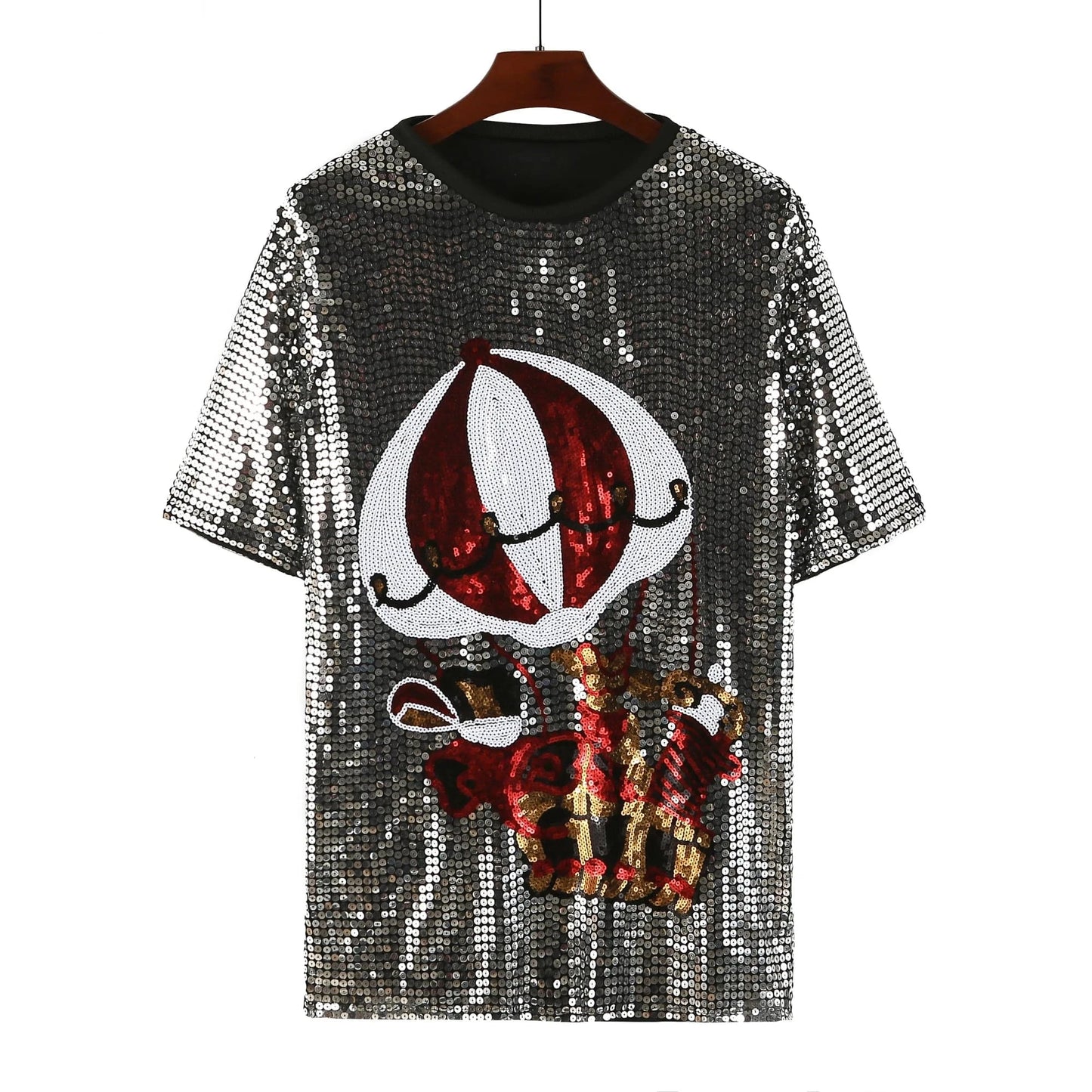 one size / 1 hot sale Style Party Dresses Sequin chiefs KC fashion casual dress Women Christmas sequins long t shirt dress