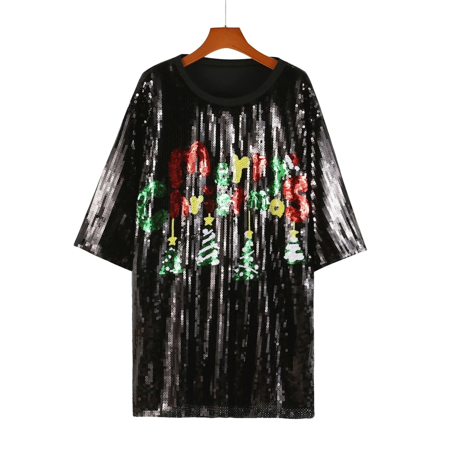 one size / 1 New Arrival Dresses Christmas gift Dress Women Christmas sequins long t shirt dress