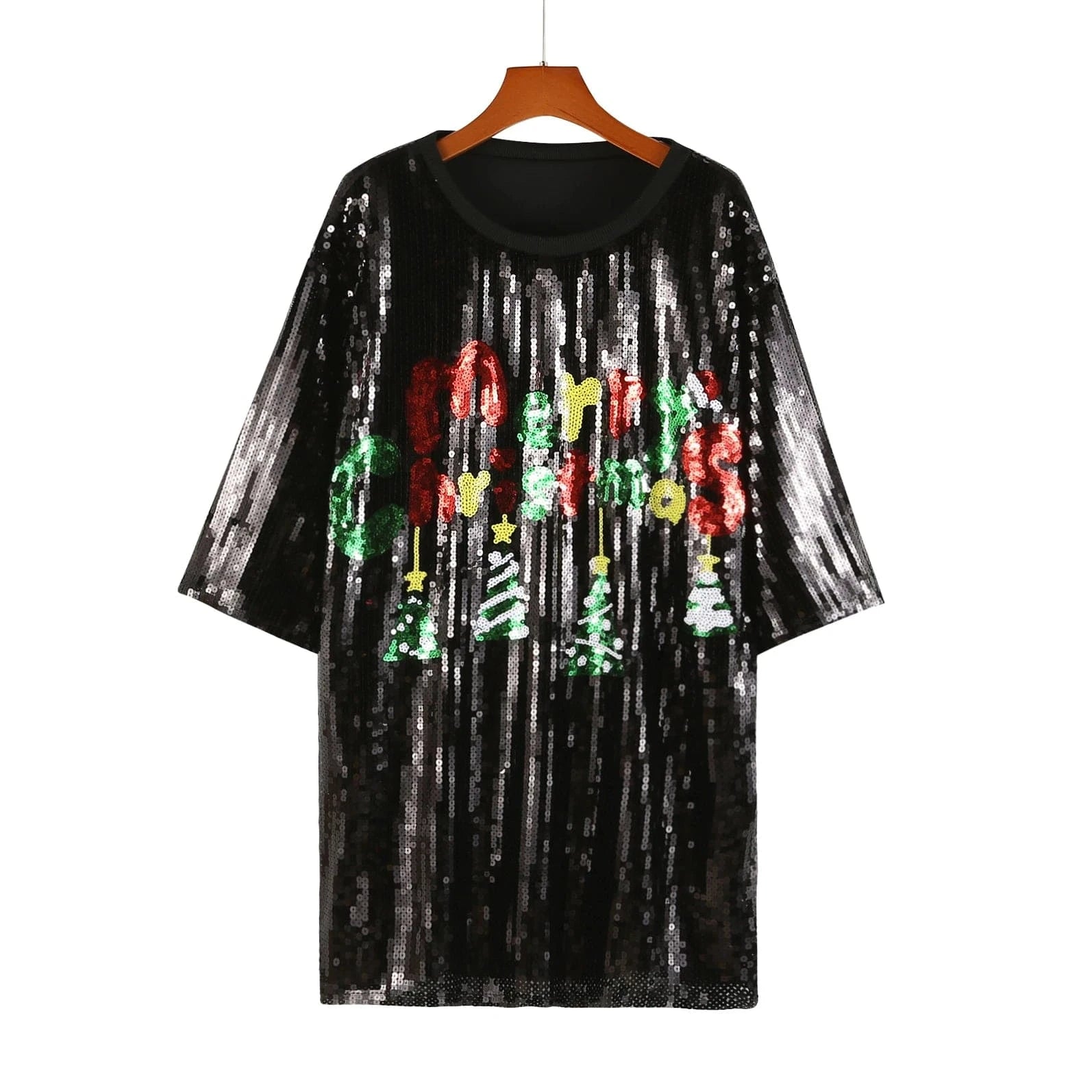 one size / 1 New Arrival Dresses Christmas gift Dress Women Christmas sequins long t shirt dress