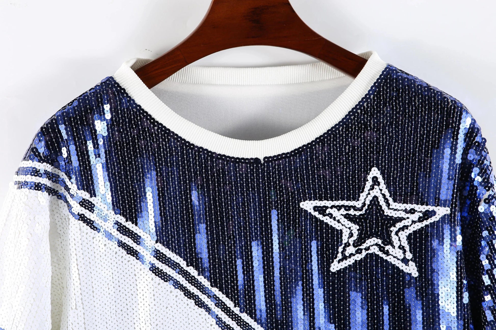 one size / 1 New Arrival nfl Style Blue Party Dresses Sequin Dallas Cowboys Dress Women sequins long t shirt dress