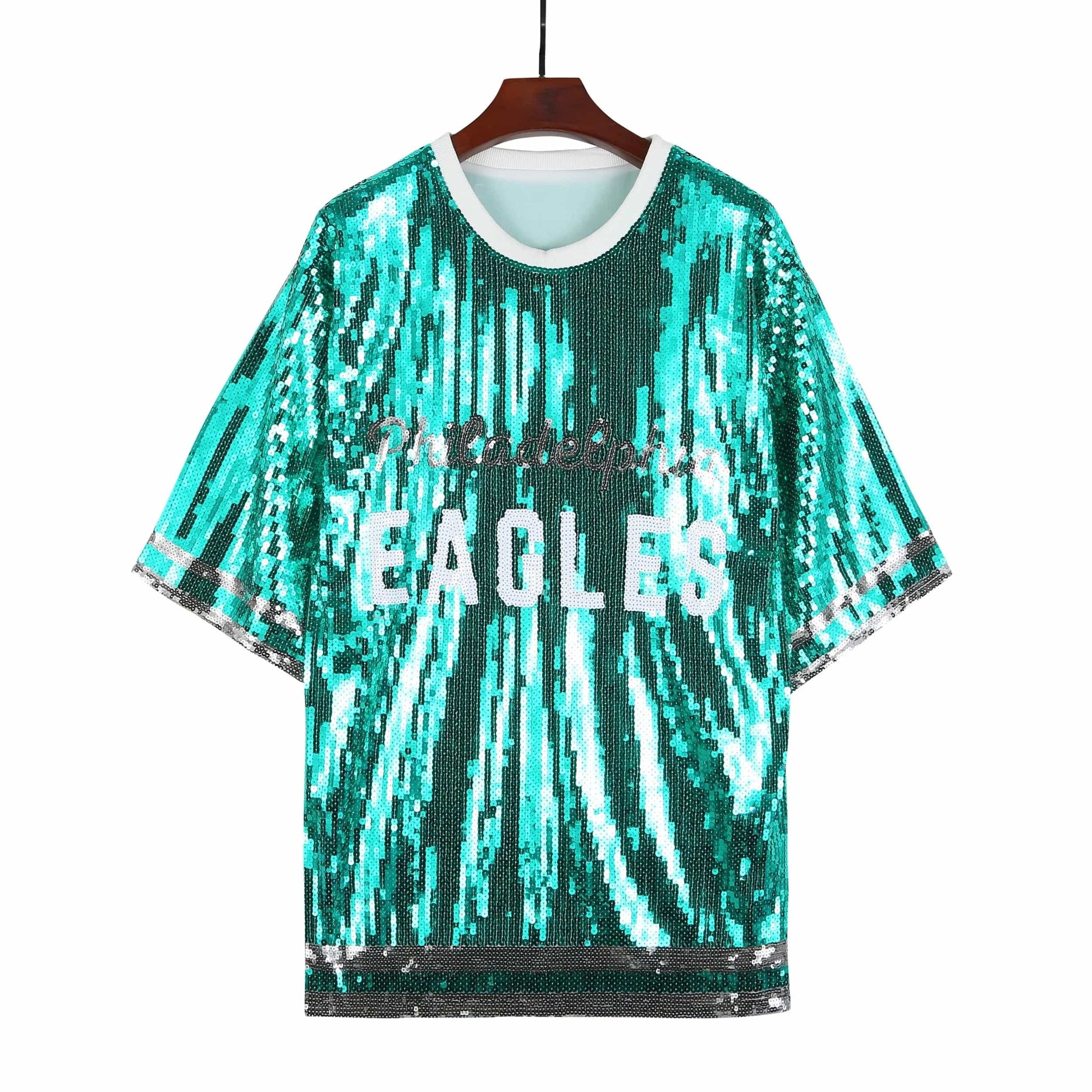 one size / 1 new hot sale nfl eagles Style Party Dresses Sequin fashion casual dress Women sequins long t shirt dress
