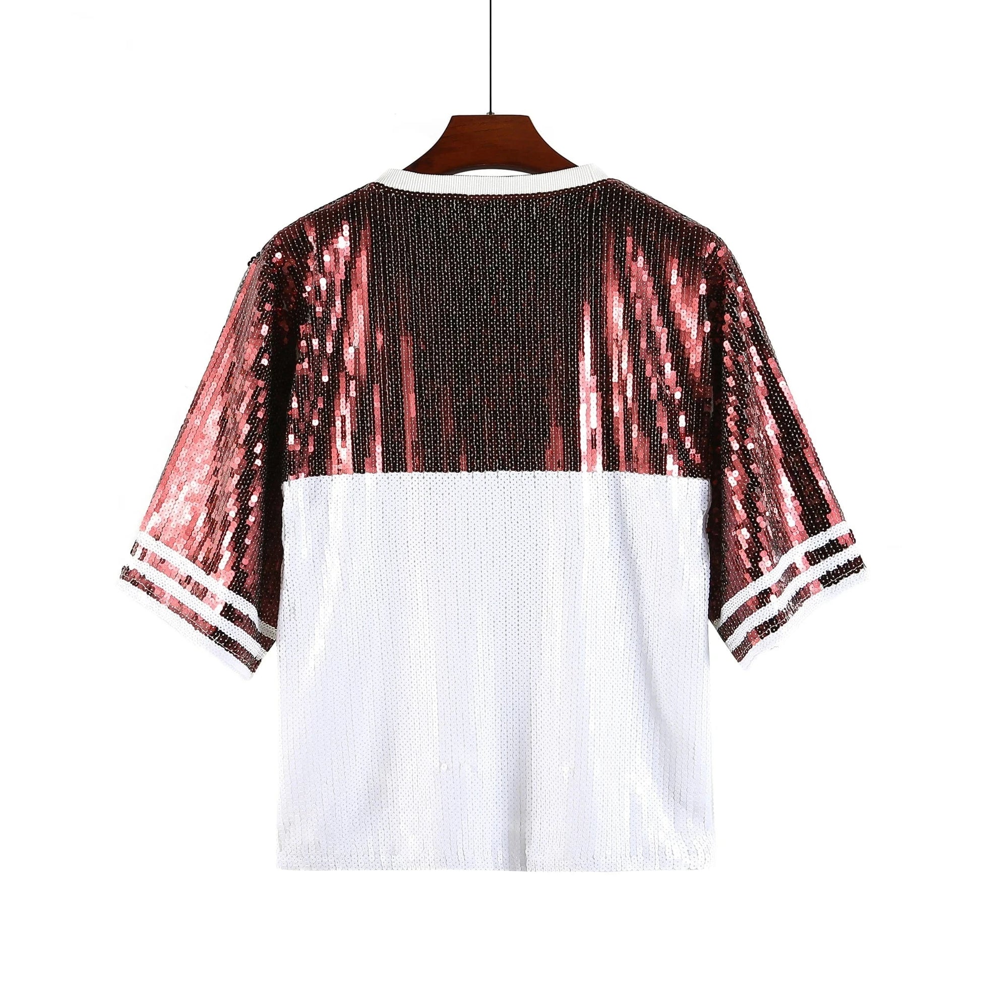 one size / 1 / Polyester Oversize plus size ATM Women Casual Fashion Bling Sequins T-Shirts Girl's Sexy Loose Short Sleeve sequins t shirt