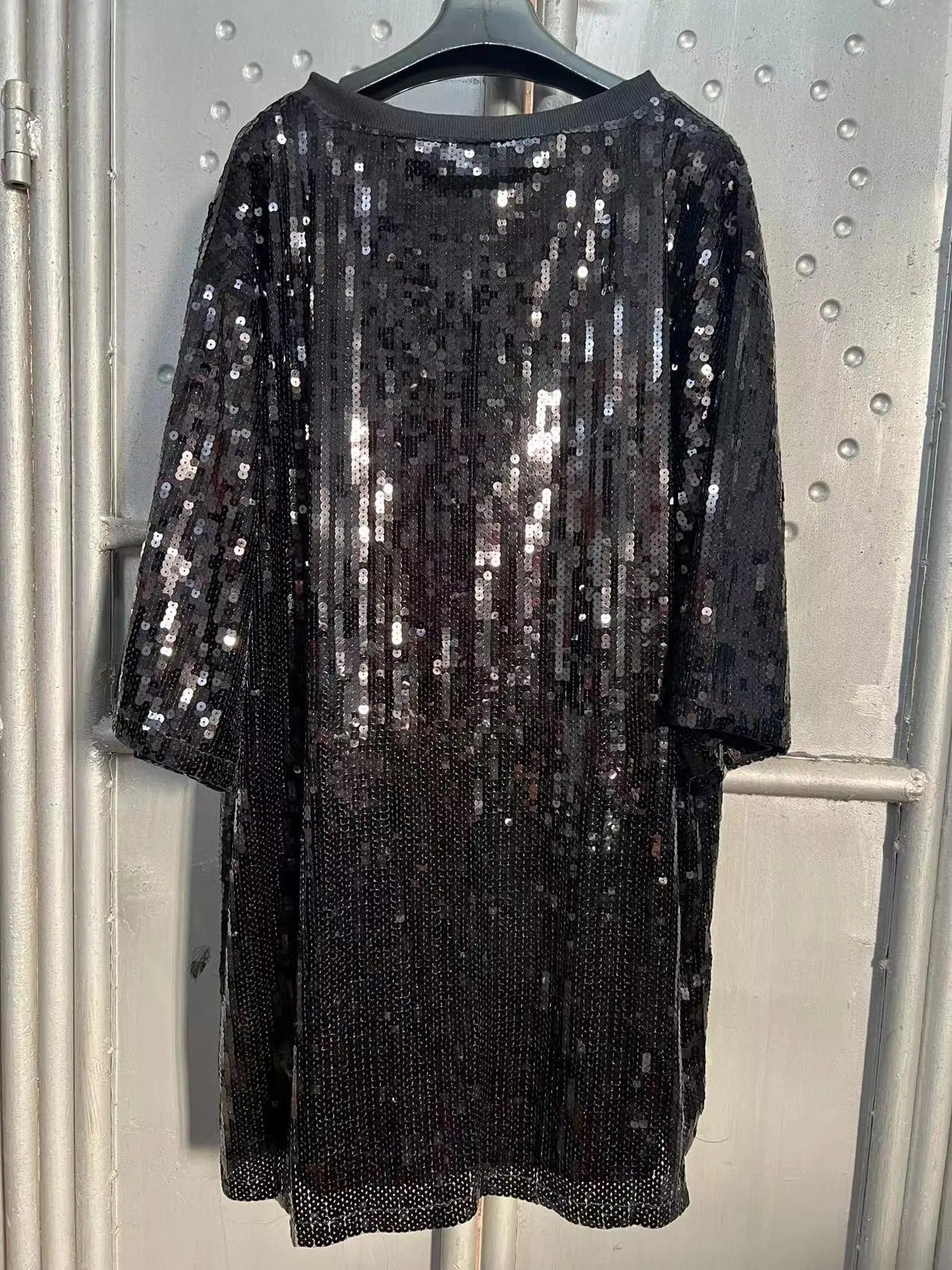 one size / 1 / Polyester Oversize Style Nfl raiders Women Casual Fashion Bling Sequins T-Shirts Girl's Sexy Loose Short Sleeve Long T Shirt dre