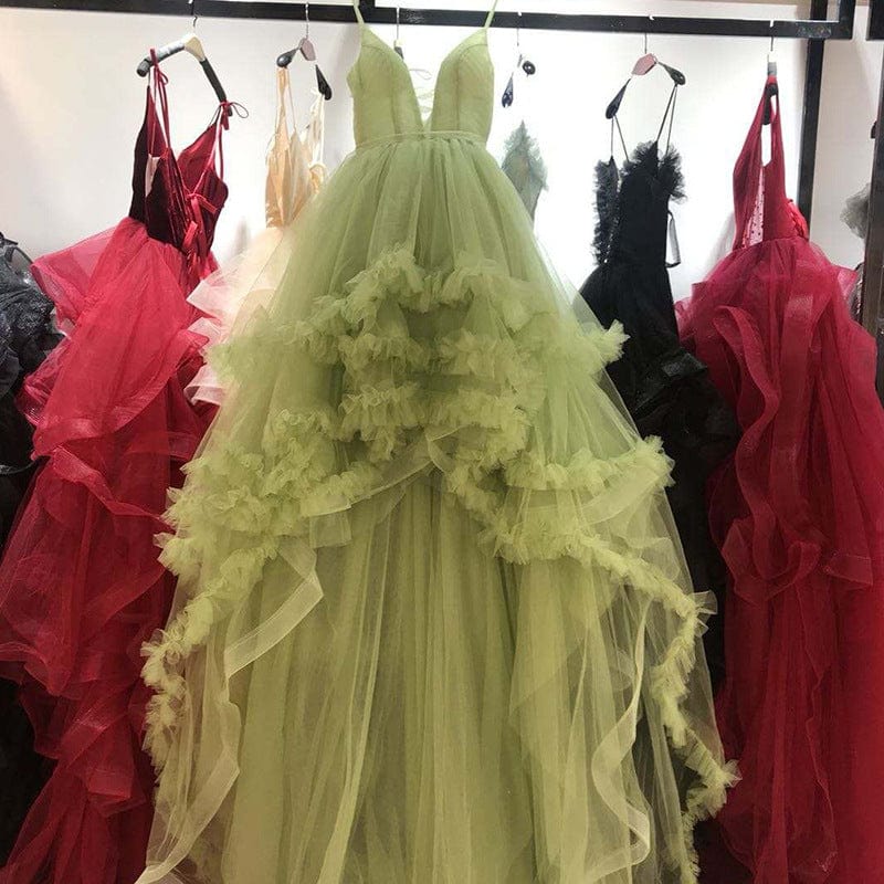 one size / 3 / 50cm A Line Light Champagne Spaghetti Straps Ruffles Bridal Gown Organza Hemline Pleating Tulle Evening Dress Vestido de novia