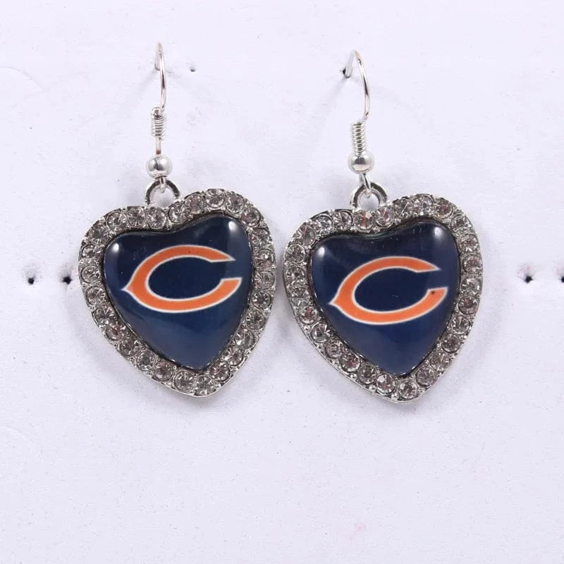 one size / bears 2022 new football teams series women stainless steel earrings accessories heart statement earrings cute girl hoop earrings
