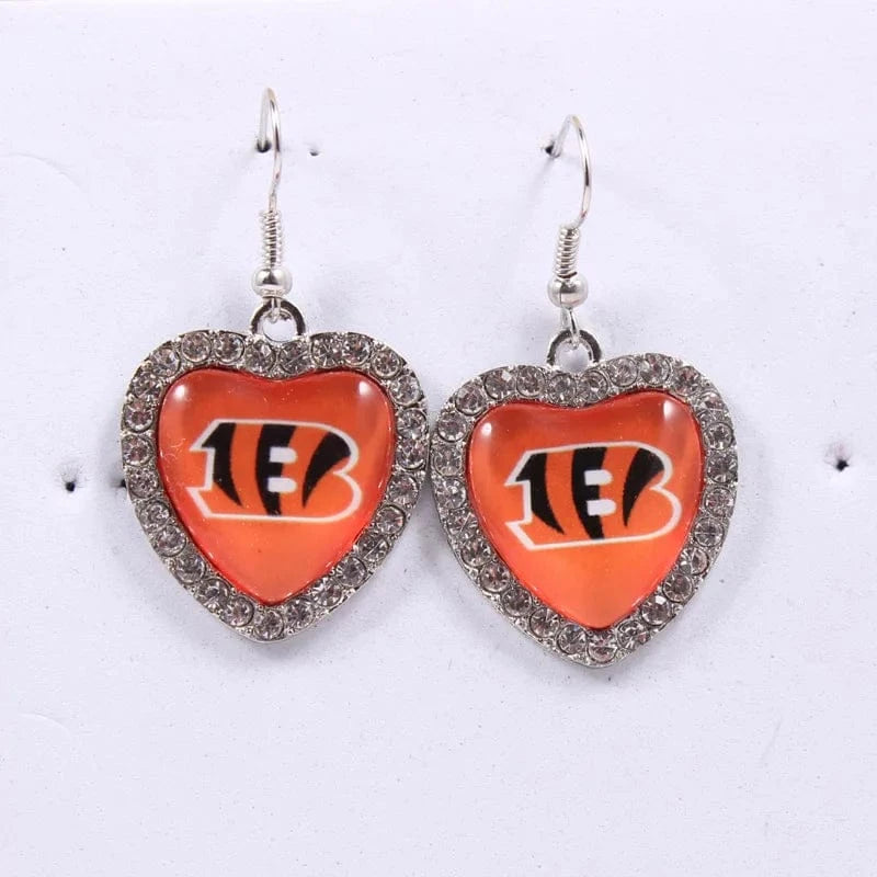 one size / bengals 2022 new football teams series women stainless steel earrings accessories heart statement earrings cute girl hoop earrings