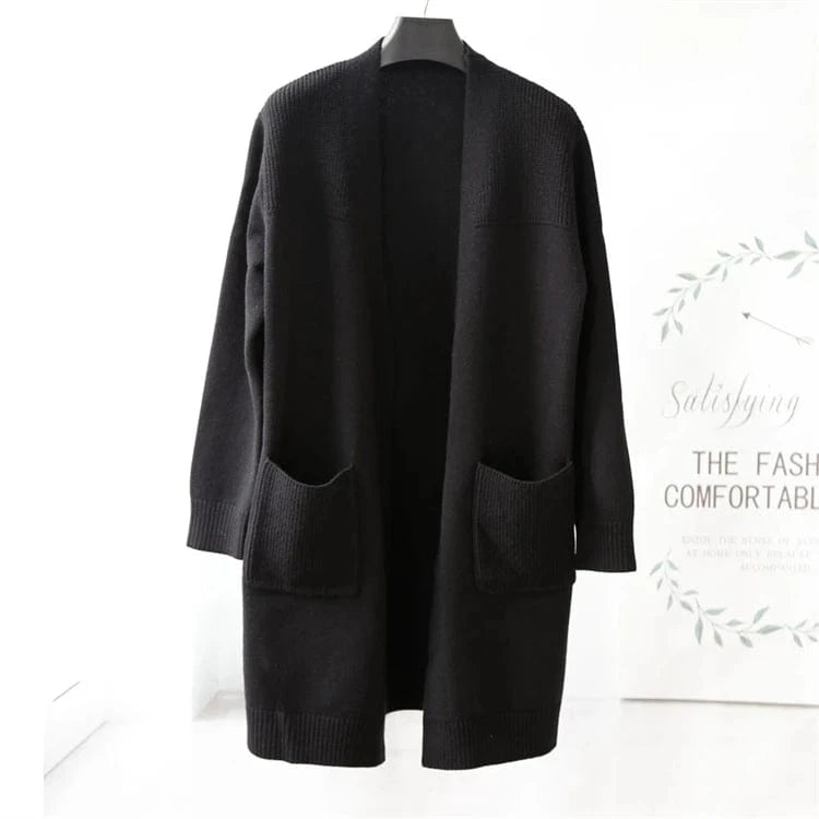 ONE SIZE / Black Fashion Modern Sweater Cardigan Knitted Wool Blend Women Casual Cardigans Sweater