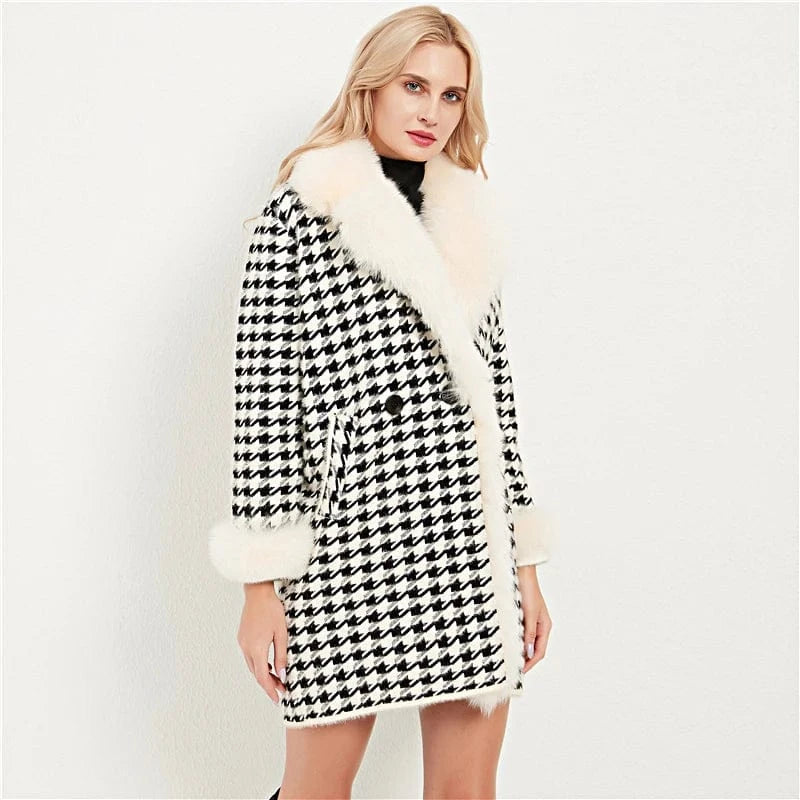 ONE SIZE / Black Pudi women real fox fur coat jacket female lady winter warm nylon long parka trench CT046