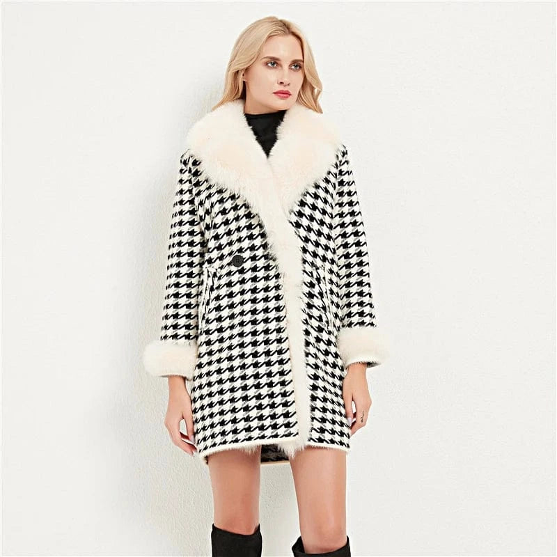 ONE SIZE / Black Pudi women real fox fur coat jacket female lady winter warm nylon long parka trench CT046