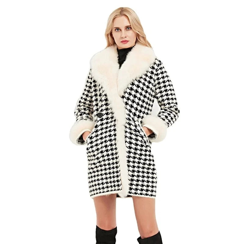 ONE SIZE / Black Pudi women real fox fur coat jacket female lady winter warm nylon long parka trench CT046