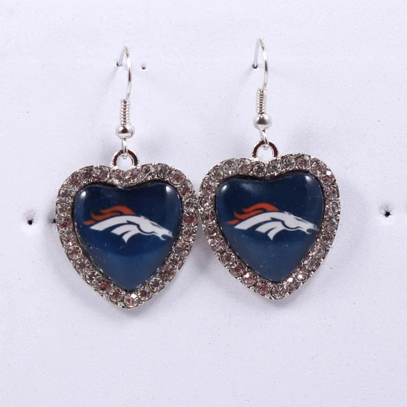 one size / broncos 2022 new football teams series women stainless steel earrings accessories heart statement earrings cute girl hoop earrings