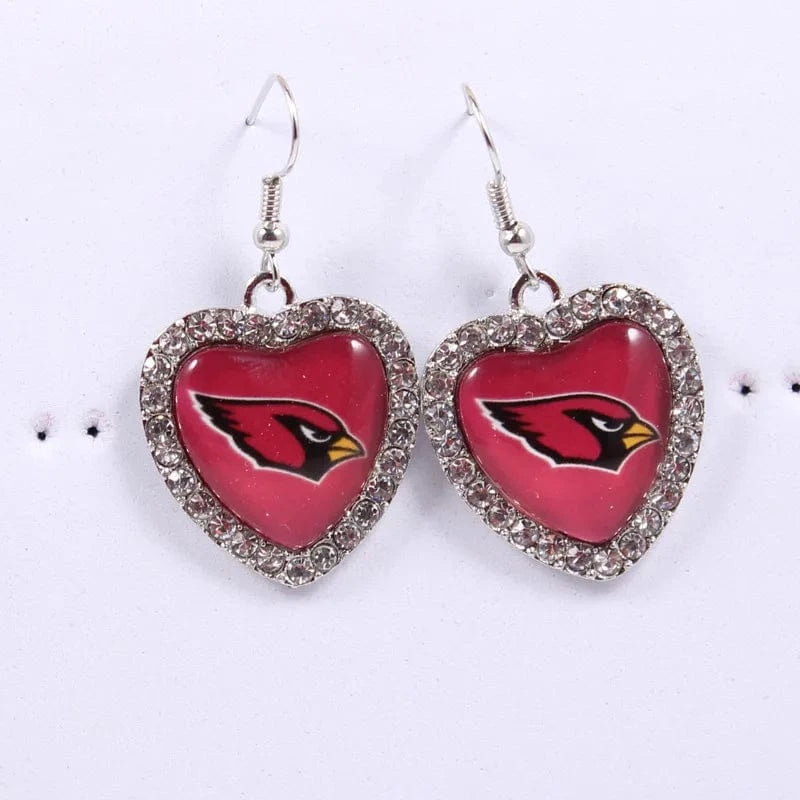 one size / cardinals 2022 new football teams series women stainless steel earrings accessories heart statement earrings cute girl hoop earrings