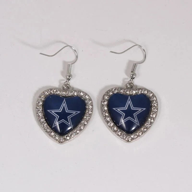 one size / cowboys 2022 new football teams series women stainless steel earrings accessories heart statement earrings cute girl hoop earrings