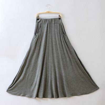 One Size / Dark gray New Spring Autumn Skirts Women Modal Slim Long Skirt Casual Ladies Pleated Maxi Skirts 4 Color E1712
