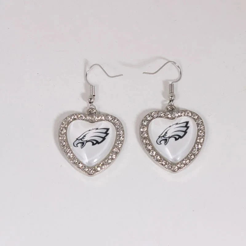 one size / eagles 2022 new football teams series women stainless steel earrings accessories heart statement earrings cute girl hoop earrings