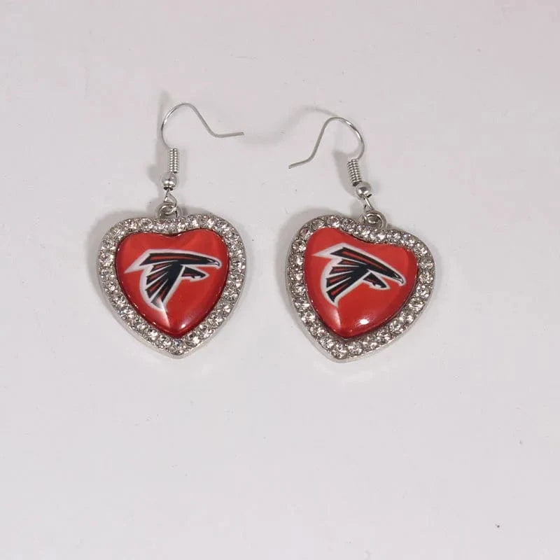 one size / falcons 2022 new football teams series women stainless steel earrings accessories heart statement earrings cute girl hoop earrings