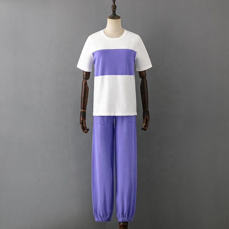 One Size Fashionable Casual Set New Summer Ice Silk Knitted Loose Short Sleeve Two Piece Set