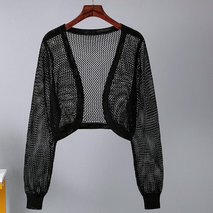 One size fits all Lantern sleeve knitted shawl Summer Thin Loose Air Conditioned Shirt Cover with Hollow Small Sweetheart