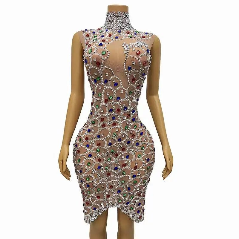 one size / FX230831 Ocstrade Vocal Concert Diamonds Rhinestone Party Dress Night Club Fish Scale Shape Bling Costumes Women Sexy Performance Wear