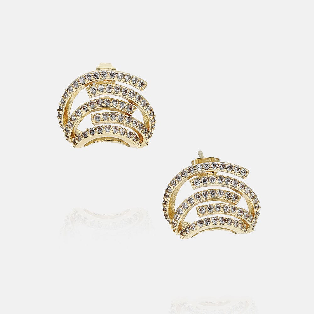 one size / Gold New Arrival Trendy Jewelry Micro Insert AAA Cubic Zircon Gold Plated Geometric Stud Earrings For Women