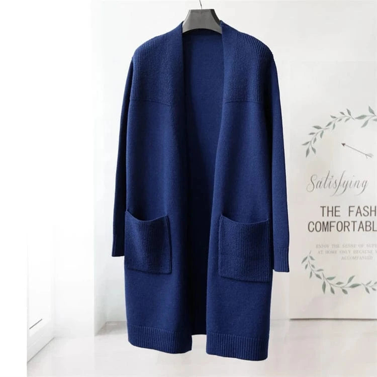 ONE SIZE / NAVY Fashion Modern Sweater Cardigan Knitted Wool Blend Women Casual Cardigans Sweater