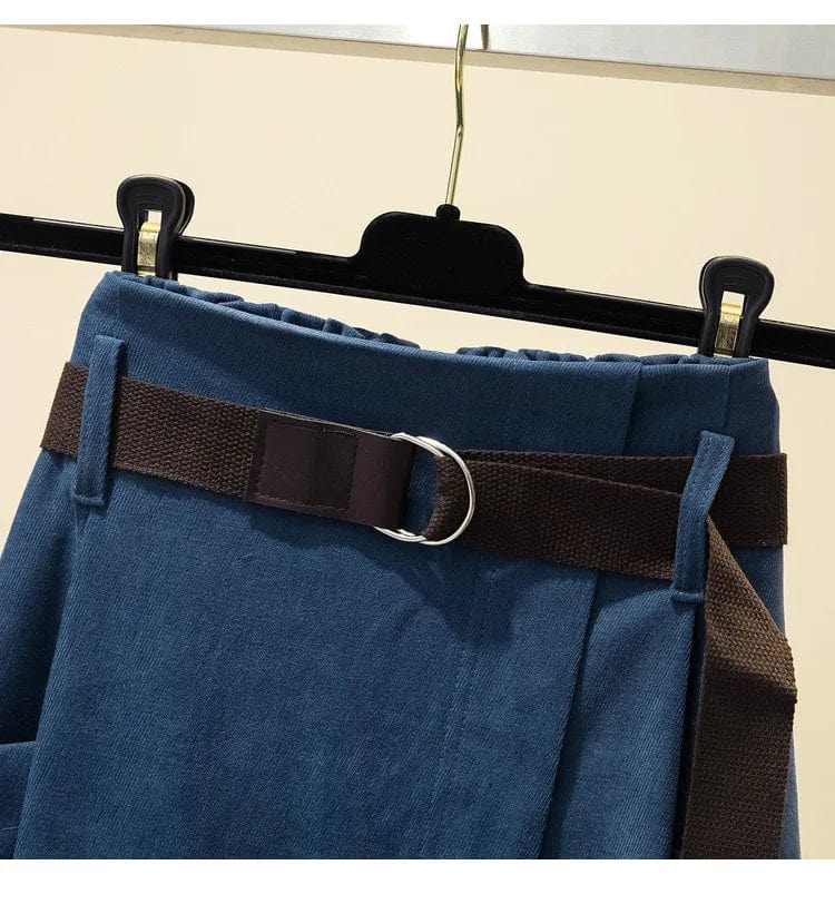 One size New High Waist Umbrella skirt Large Swing Long skirt  Irregular Loose A-line Half length Straight  skirt  +Belt