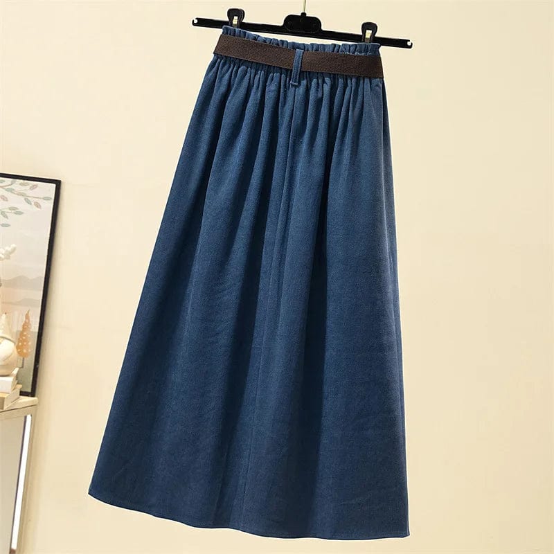 One size New High Waist Umbrella skirt Large Swing Long skirt  Irregular Loose A-line Half length Straight  skirt  +Belt
