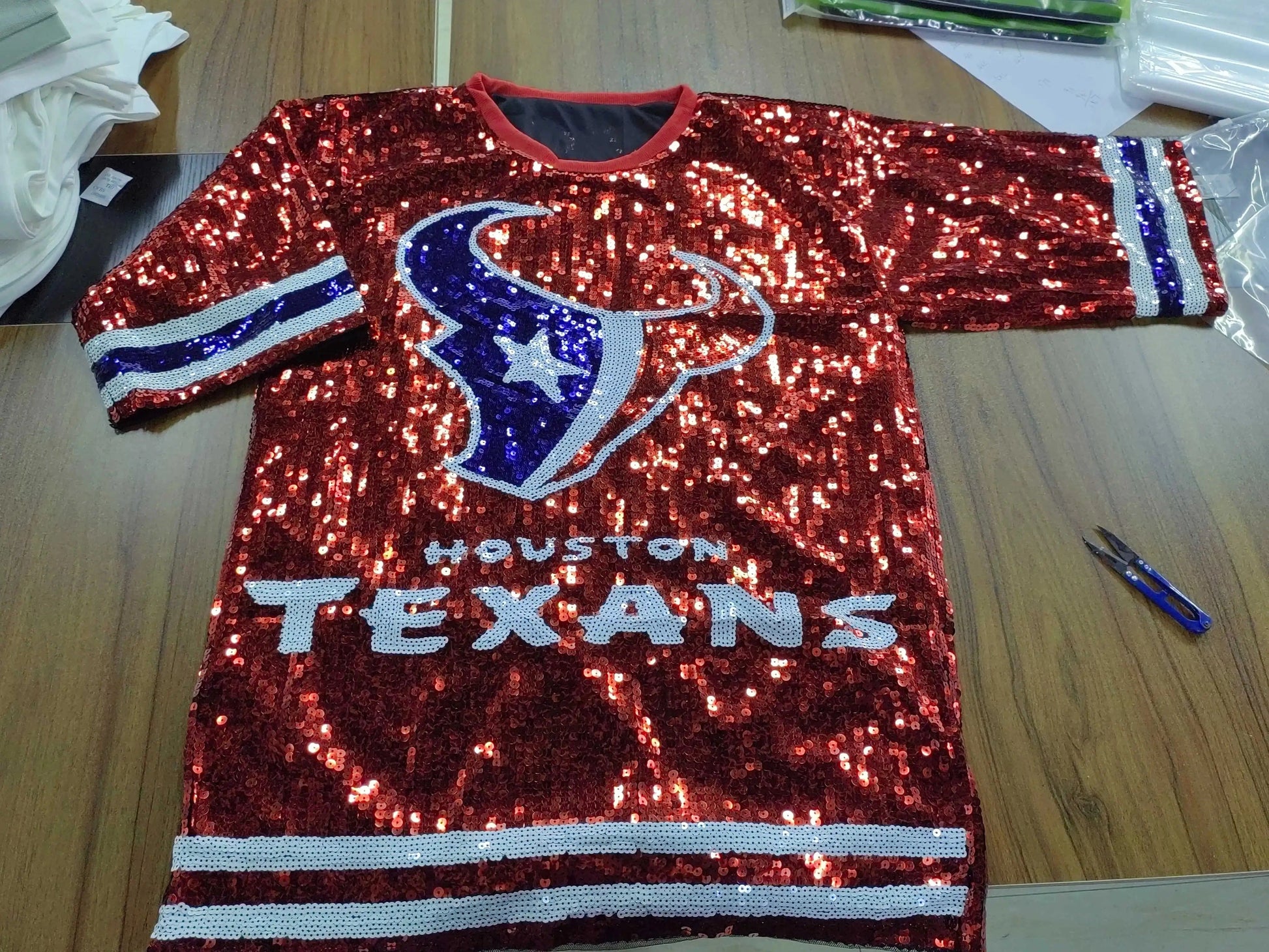 one size / Red2 hot sale nfl Style Party Dresses Sequin texas fashion casual dress Women sequins long t shirt dress