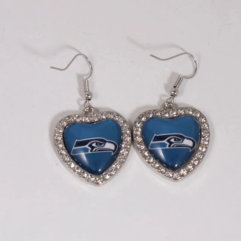 one size / seahawks 2022 new football teams series women stainless steel earrings accessories heart statement earrings cute girl hoop earrings