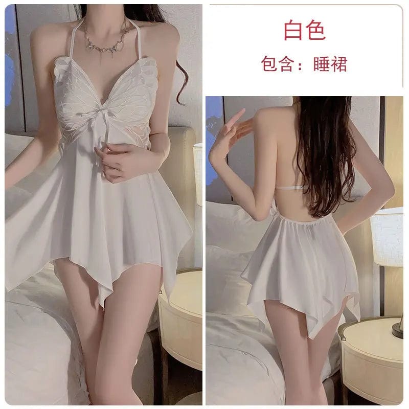 One size sexy ice silk Floral pajamas Add a chest pad to gather a bow shaped nightgown Outer robe and home clothing