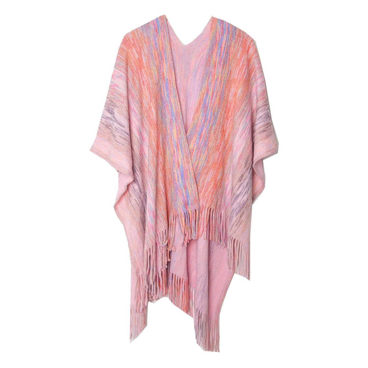 One size Shawl Spring and Autumn Warp Knitted Gradient Tassel Split Shawl Knitted Top
