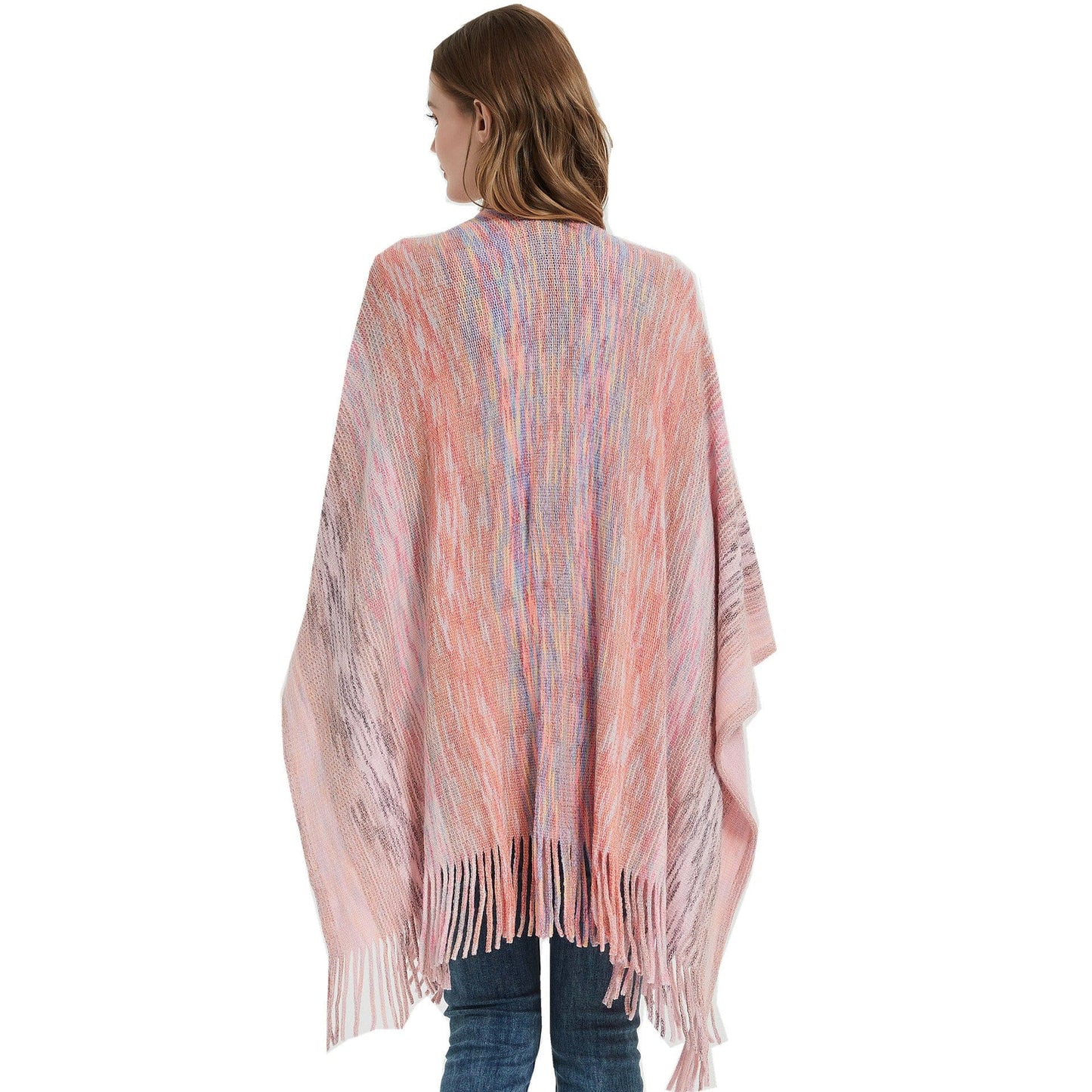 One size Shawl Spring and Autumn Warp Knitted Gradient Tassel Split Shawl Knitted Top