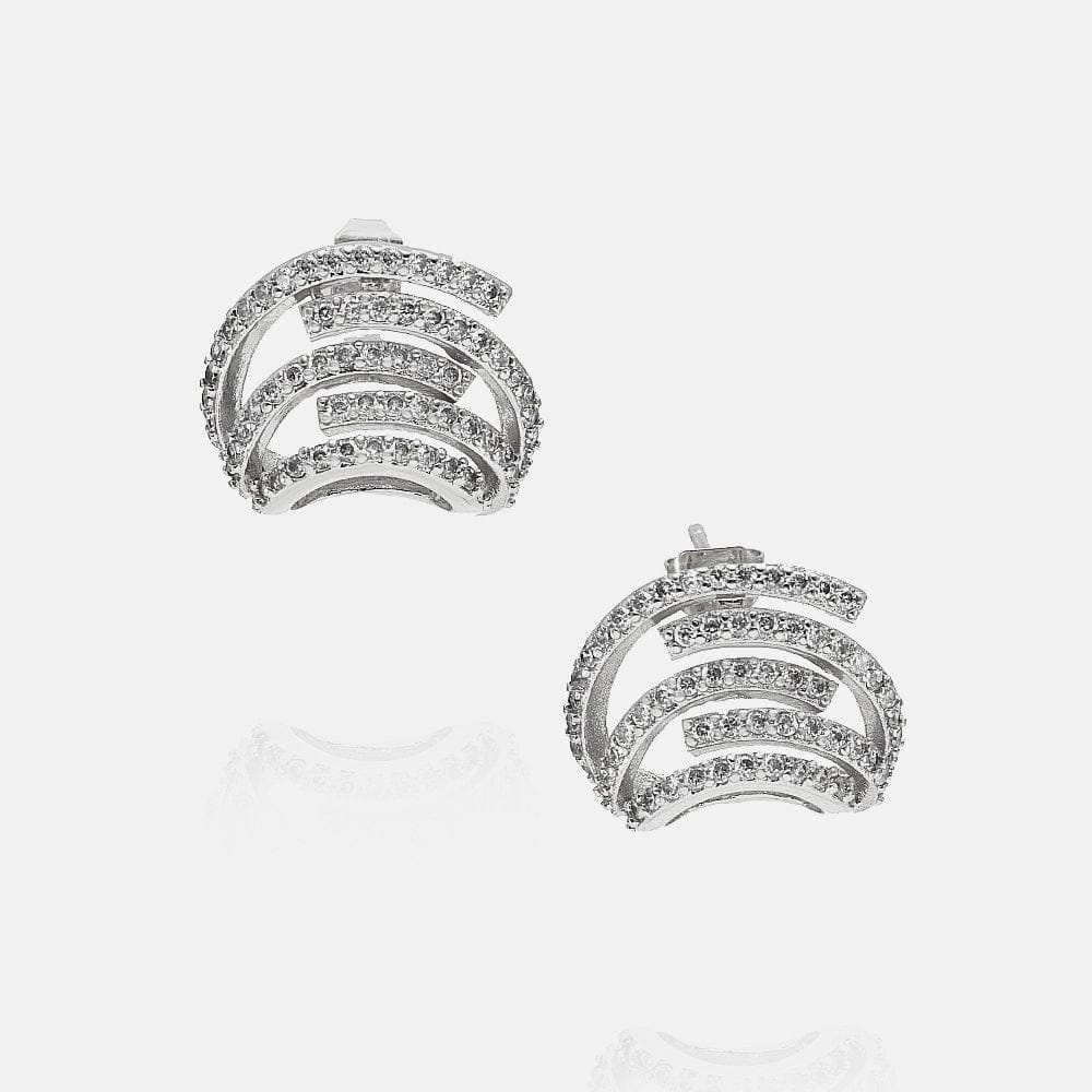 one size / silver New Arrival Trendy Jewelry Micro Insert AAA Cubic Zircon Gold Plated Geometric Stud Earrings For Women
