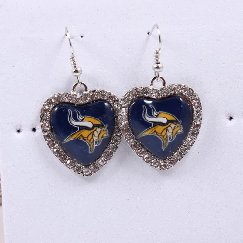 one size / vikings 2022 new football teams series women stainless steel earrings accessories heart statement earrings cute girl hoop earrings