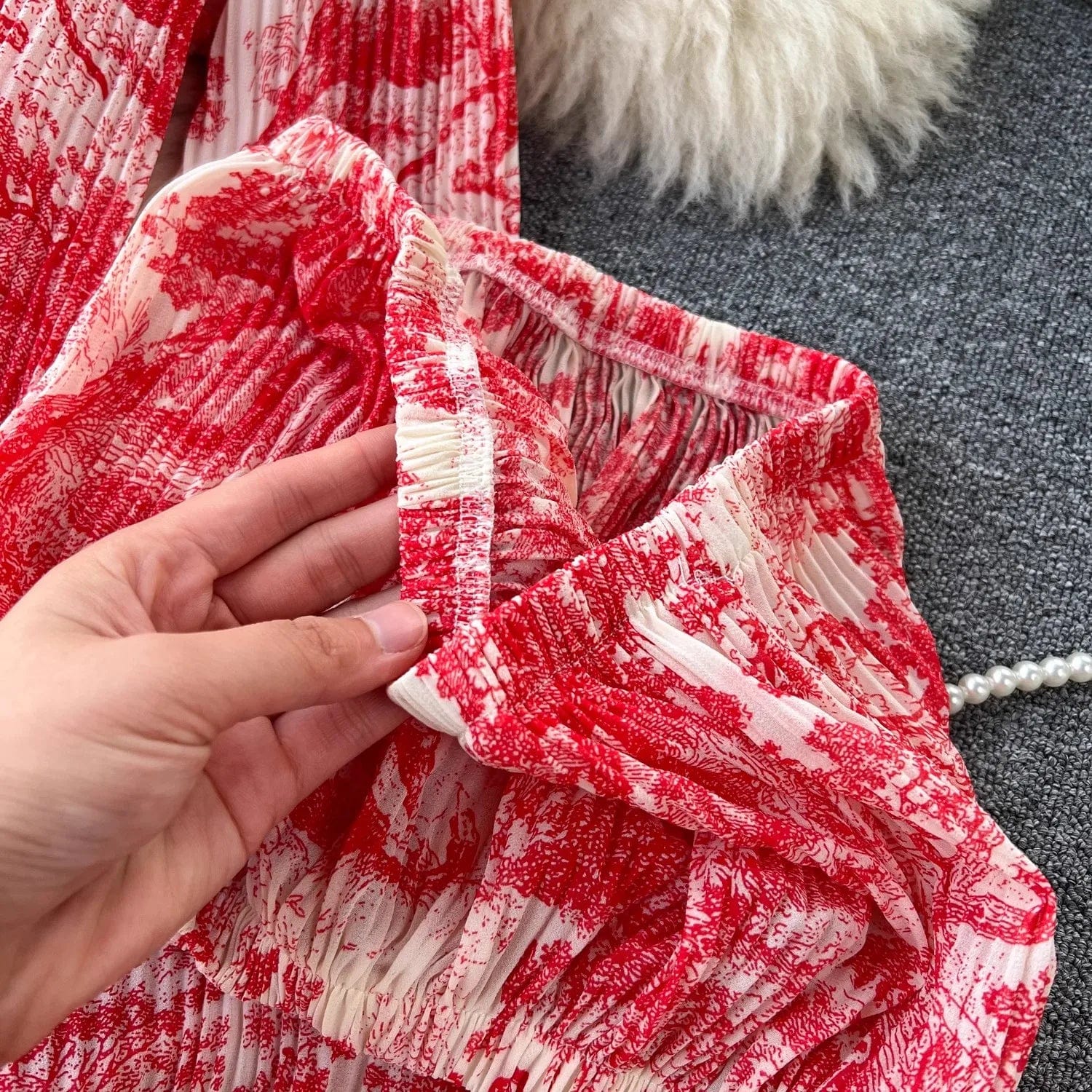 Ons size Spring/Summer Loose Pleated Shirt+Bra+Draping High Waist Pants Pure Desire Fashion Women's Set