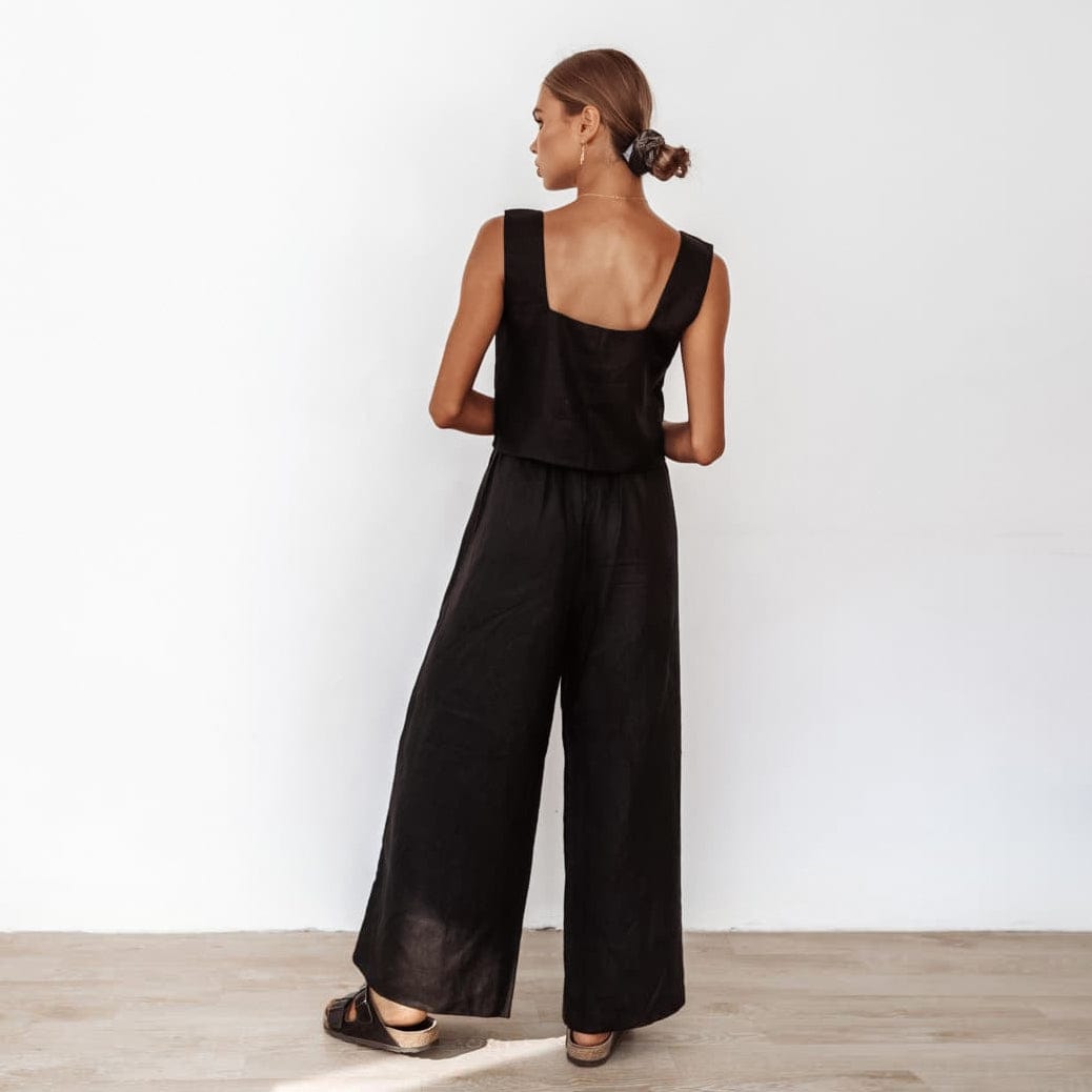 OOTN Backless Women's Women Sexy Low Cut Tank Top Female Set Wide Leg Pants Suit 2023 Cotton