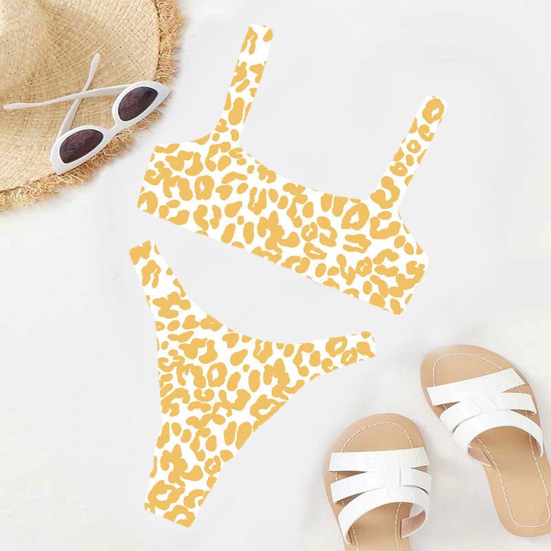 OOTN Female Cut Out Bathing Suit Swimwear 2023 Women Orange Leopard Push Up Padded Thong Swimsuit Sexy Micro Bikini