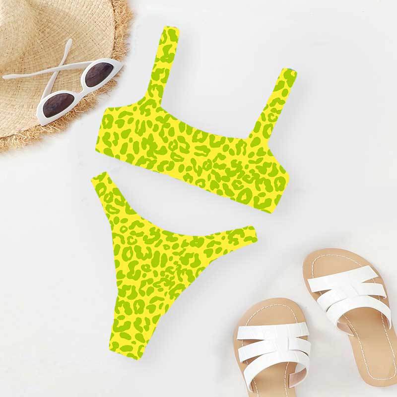 OOTN Female Cut Out Bathing Suit Swimwear 2023 Women Orange Leopard Push Up Padded Thong Swimsuit Sexy Micro Bikini