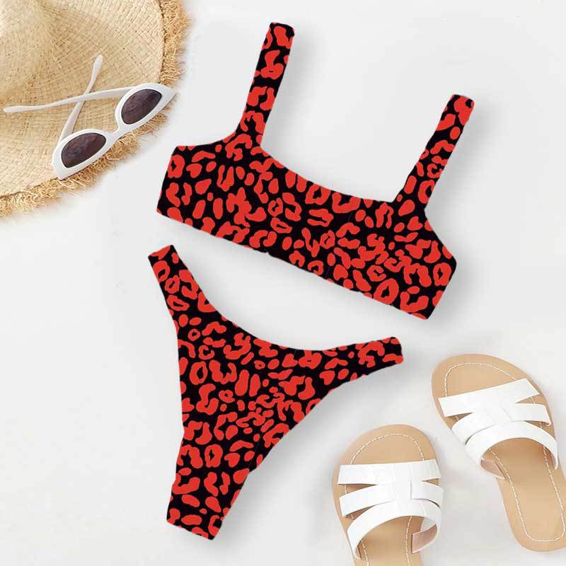 OOTN Female Cut Out Bathing Suit Swimwear 2023 Women Orange Leopard Push Up Padded Thong Swimsuit Sexy Micro Bikini