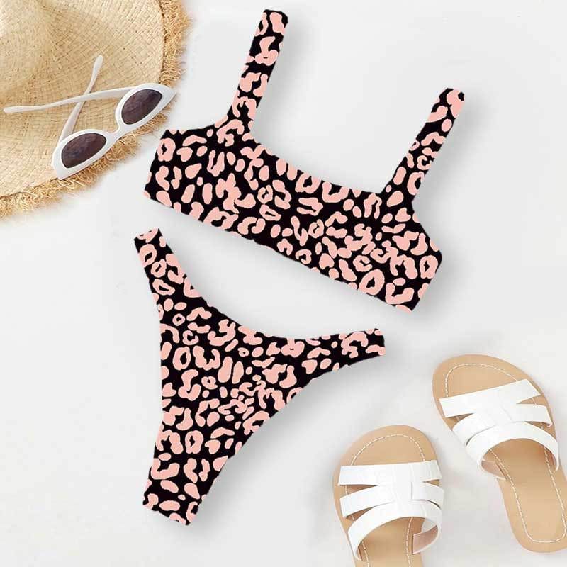 OOTN Female Cut Out Bathing Suit Swimwear 2023 Women Orange Leopard Push Up Padded Thong Swimsuit Sexy Micro Bikini