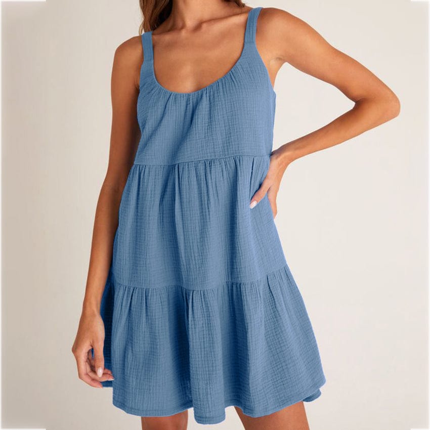 OOTN Female Summer Casual Woman Dresses Solid Backless Homewear Loose Night Dress Women Cotton Sleeveless O Neck Sleepwear