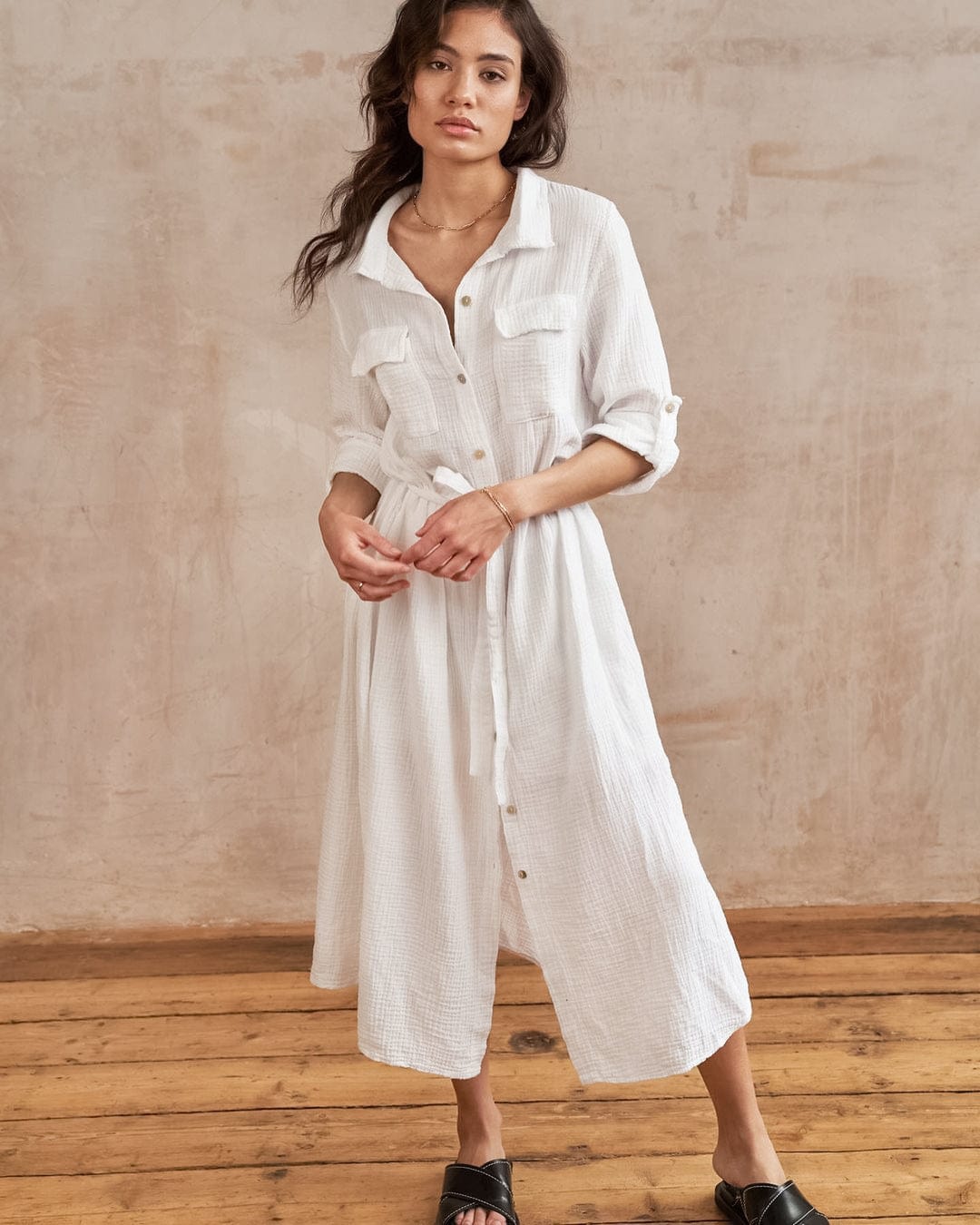 OOTN Long Sleeves Office Buttons Cardigan Shirts Dress Elegant Slim Summer Women Fashion Cotton Dresses casual dresses modest
