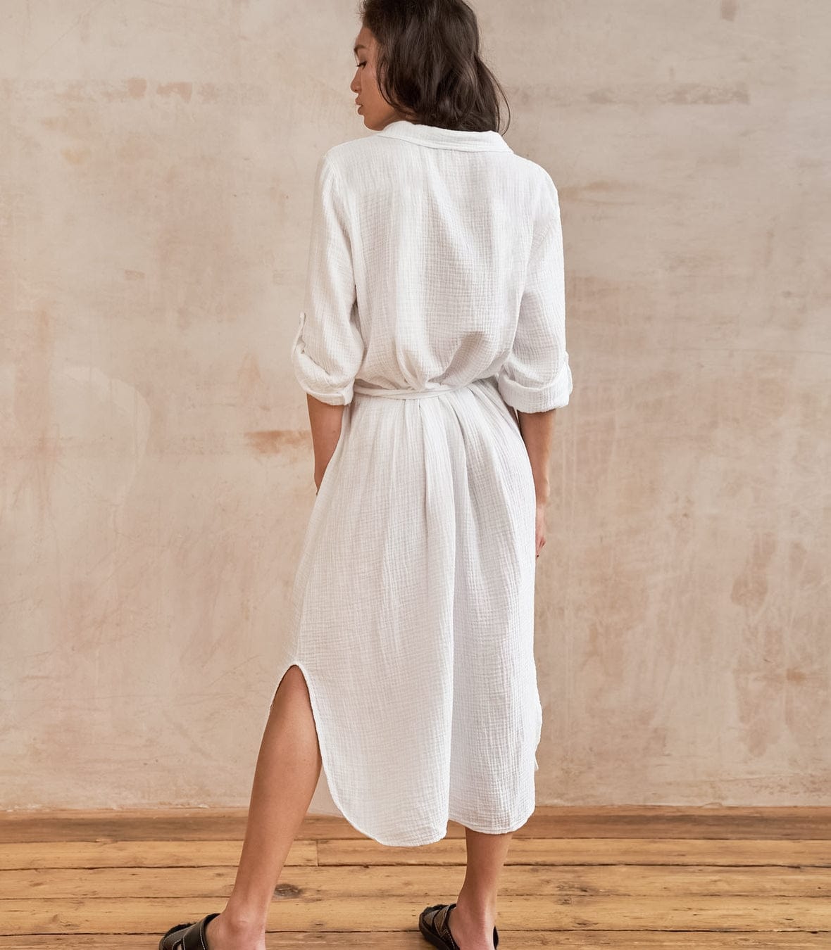 OOTN Long Sleeves Office Buttons Cardigan Shirts Dress Elegant Slim Summer Women Fashion Cotton Dresses casual dresses modest