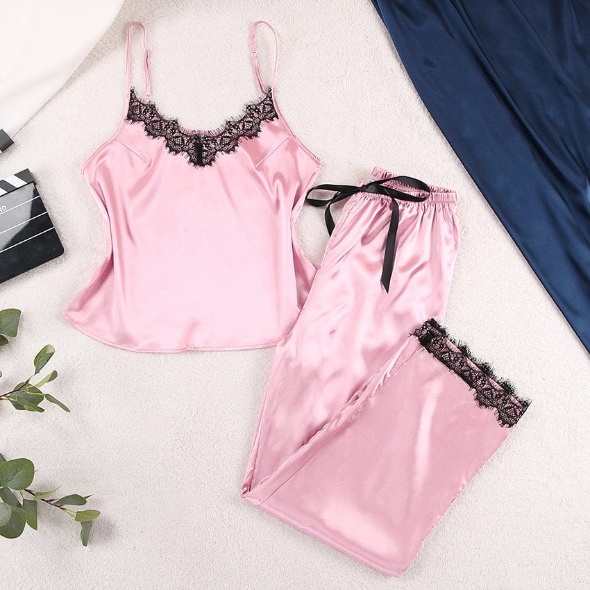 OOTN Nightwear Sleeveless Tops+Shorts 2 Pcs Sets Pyjama Sets For Women Pijama Women's Sleepwear Sexy Lace Satin Pajama Sets